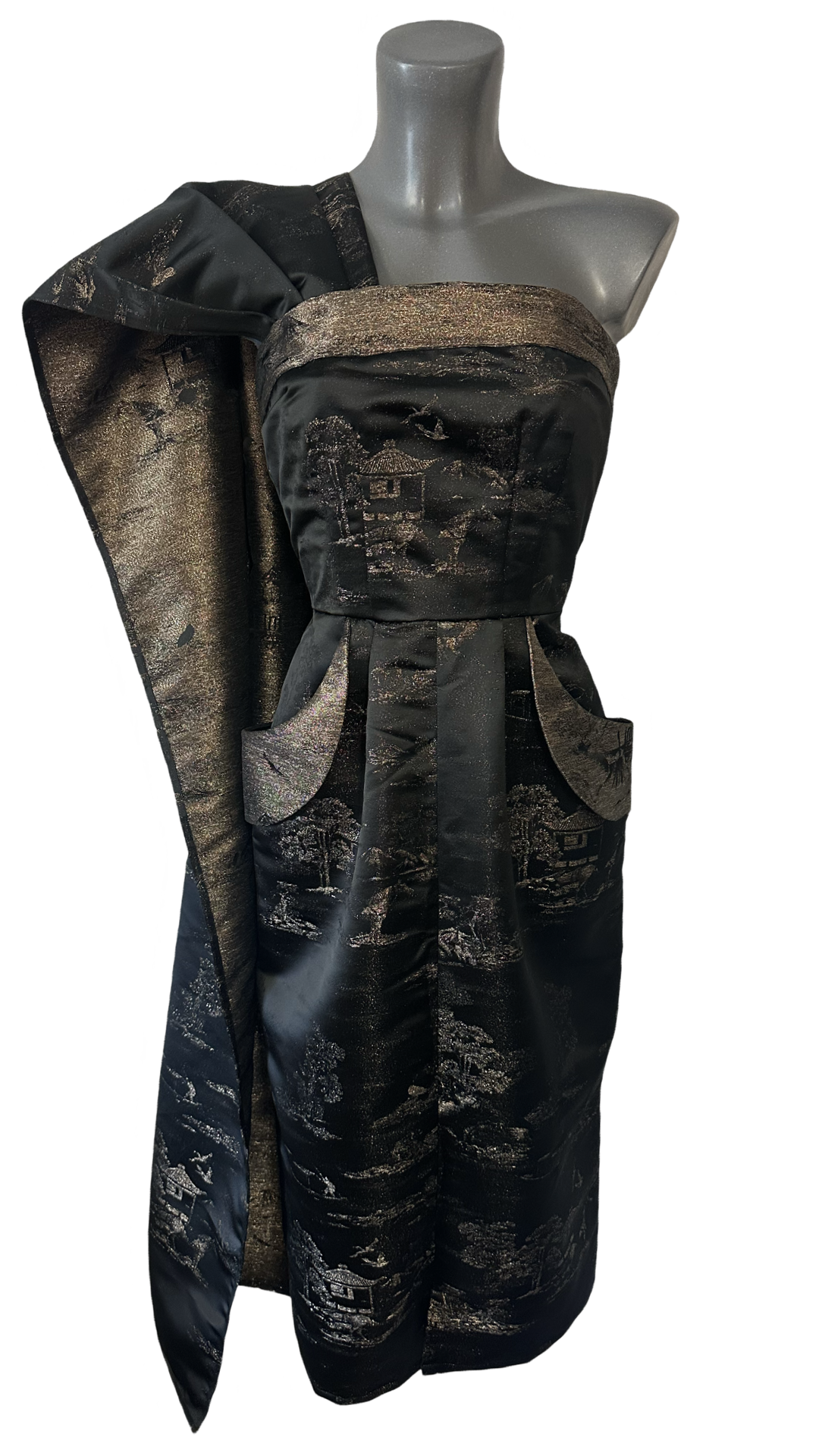 Carmen Gown - Woven Gold Jacquard