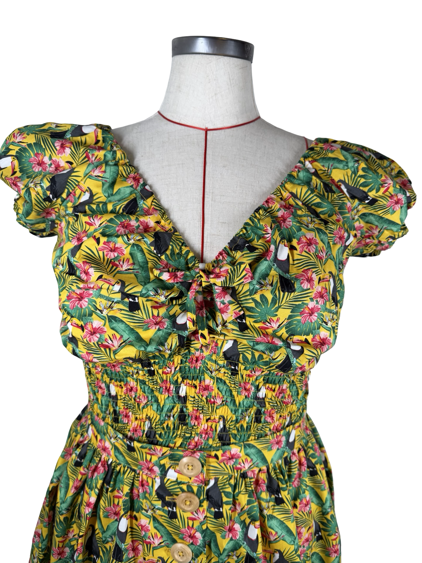 Retro tropical toucan print Carla Top & button skirt combo- UK 16
