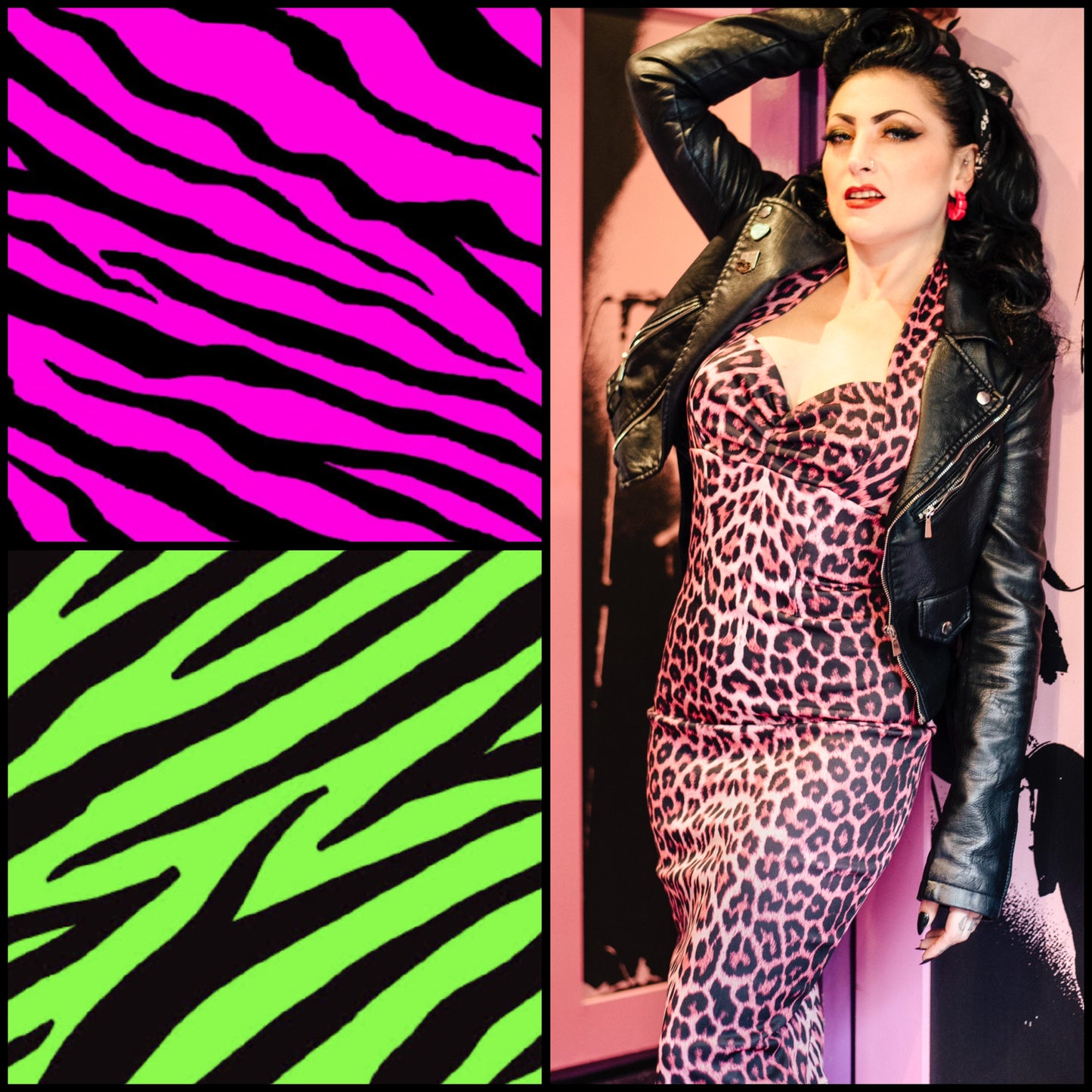 Fishtail Divine Dress - Neon Zebra (Pink or Green)