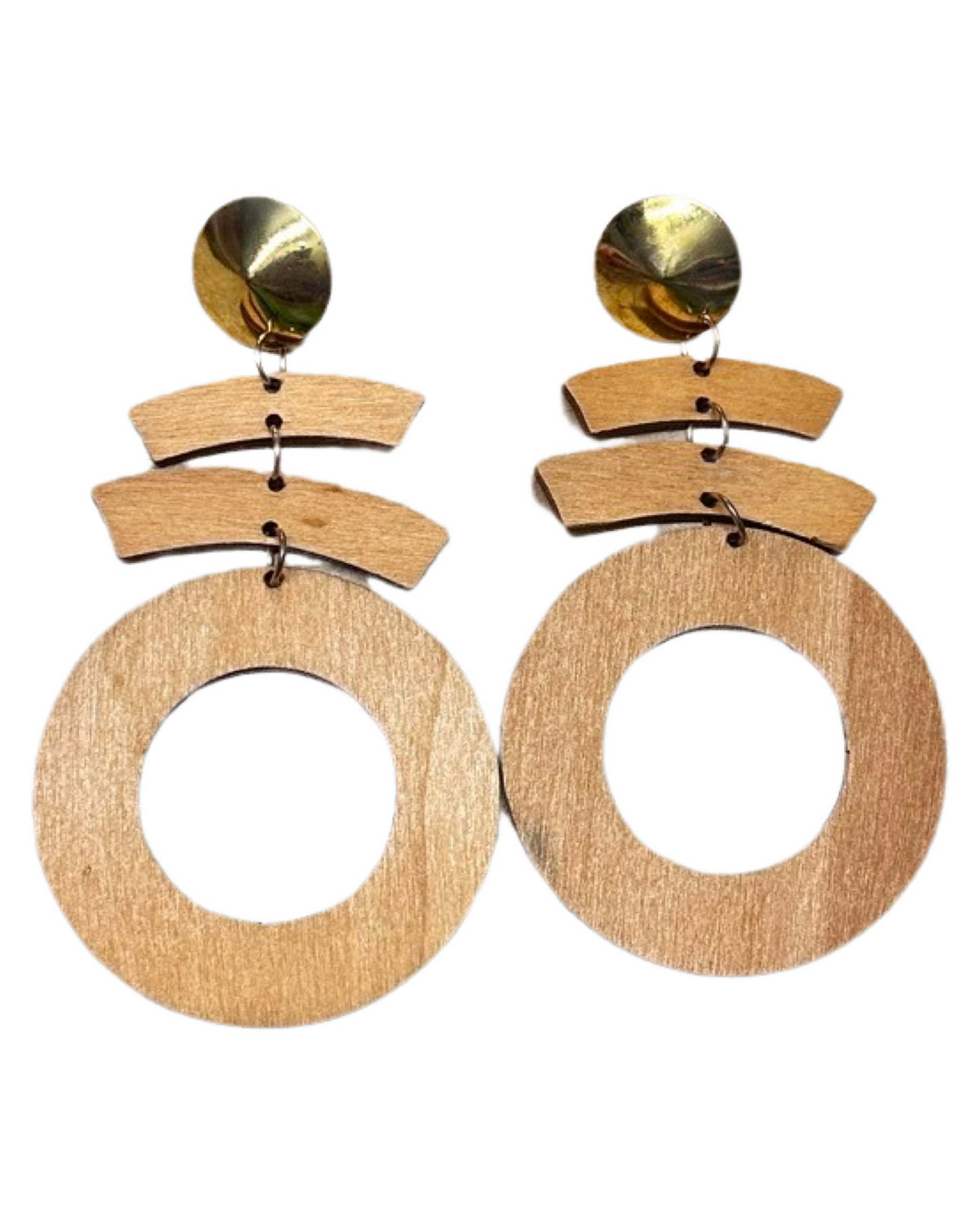 Geometric Wooden Drop Earrings