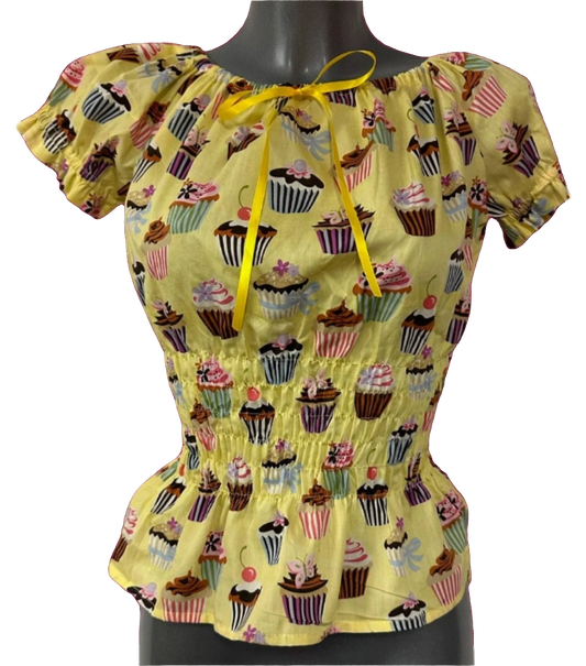 Ruffle Bardot Folk Top - UK 8-10