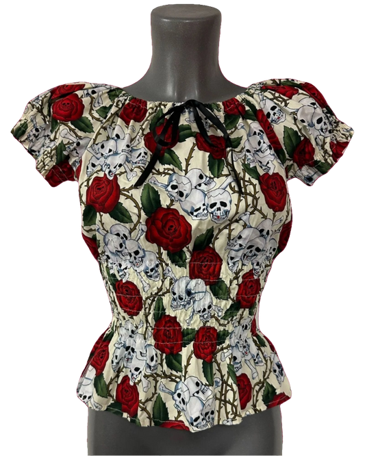 Ruffle Bardot Folk Top - UK 8-10