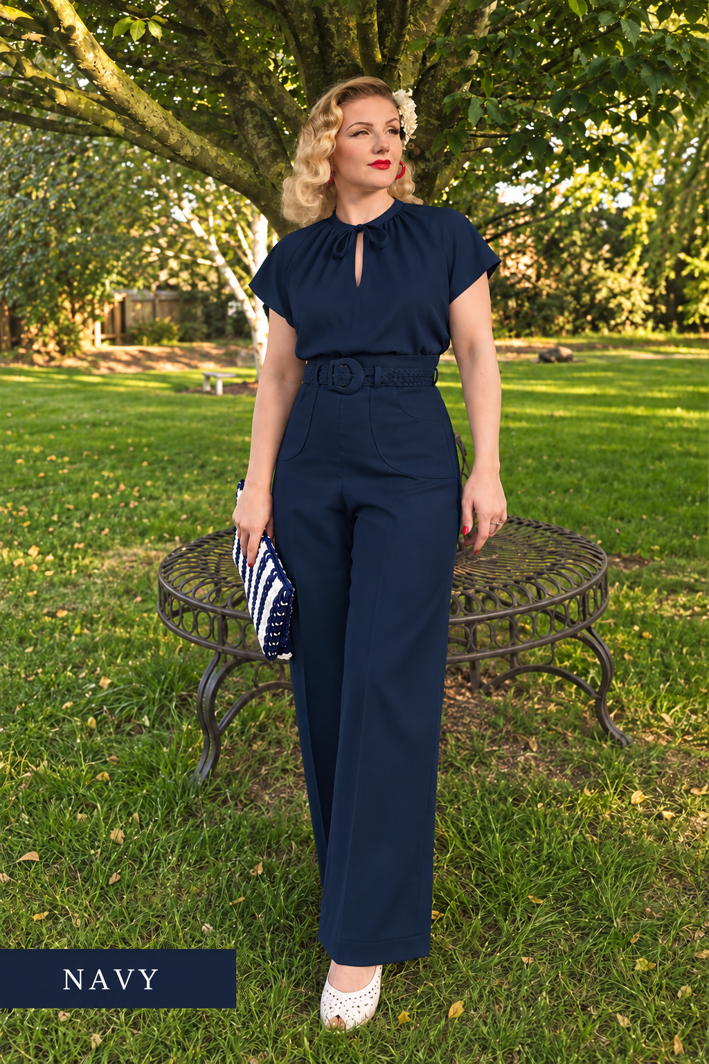 1940s Wide Leg Gabardine Trousers