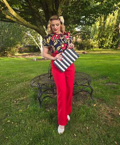 1940s Wide Leg Trousers & Rayon Blouse