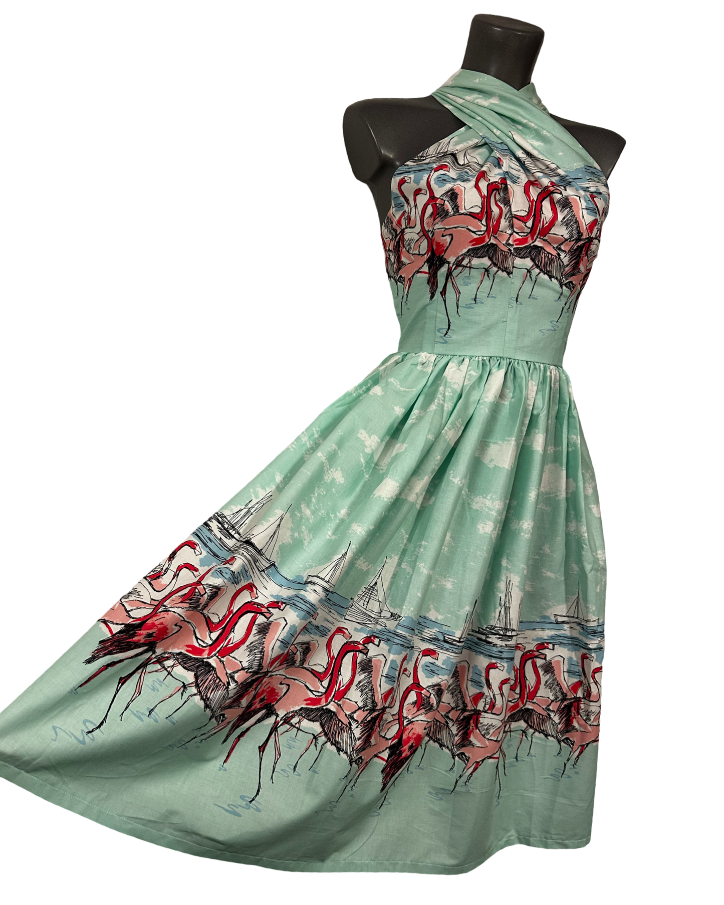 Genevieve in flamingo border print - UK 10