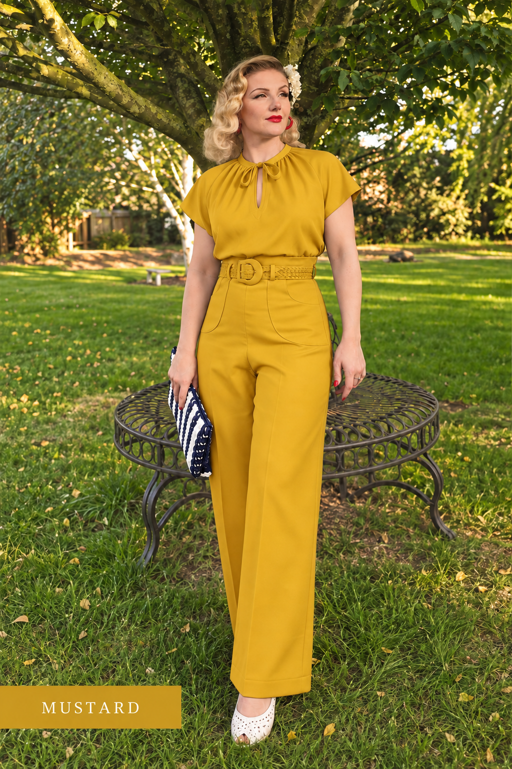 1940s Wide Leg Gabardine Trousers