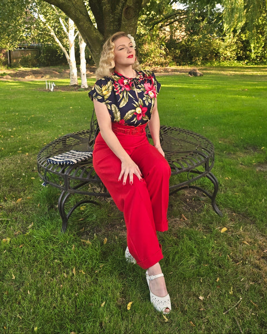 1940s Slacks & Rayon Blouse