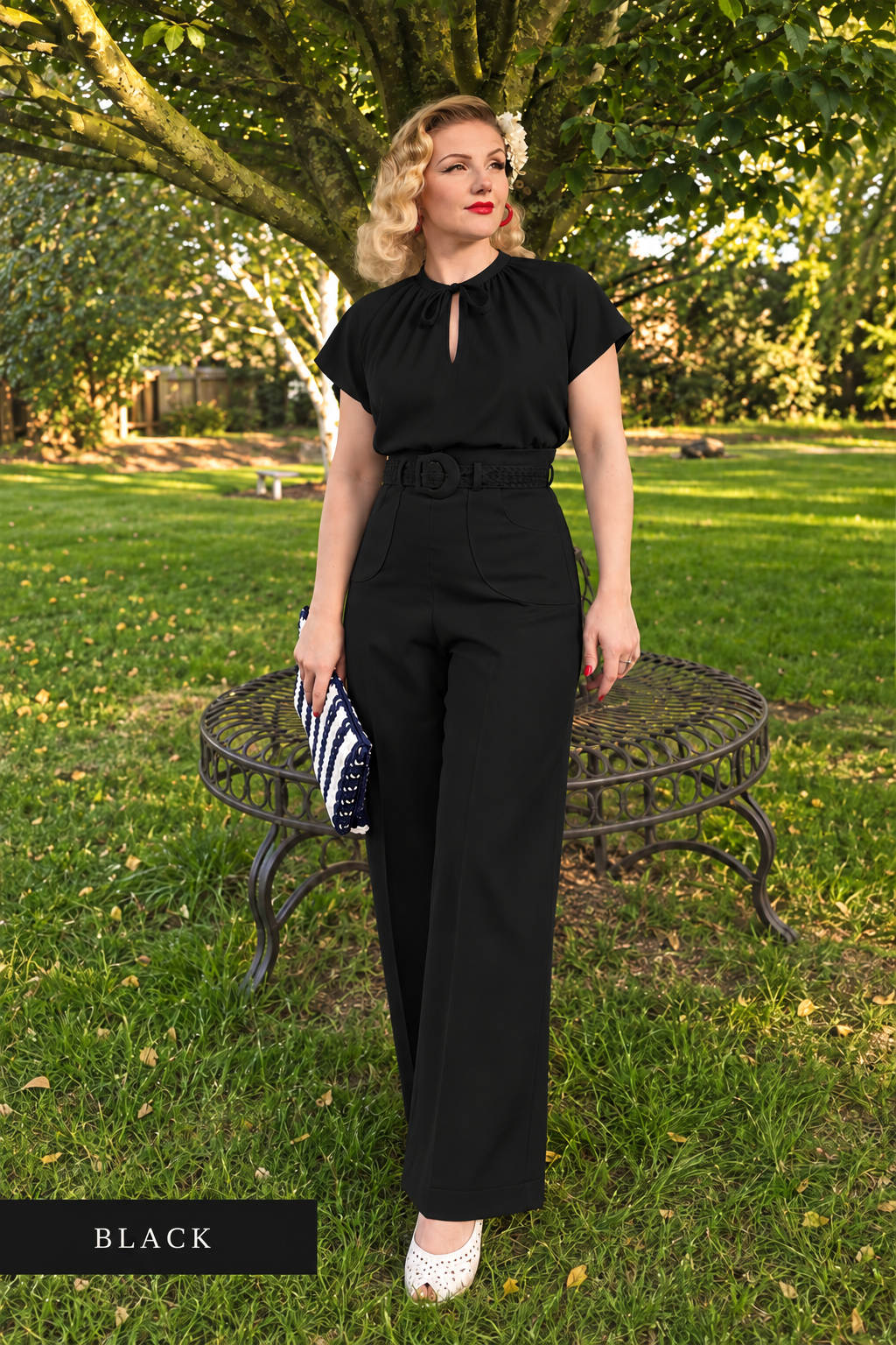 1940s Wide Leg Gabardine Trousers