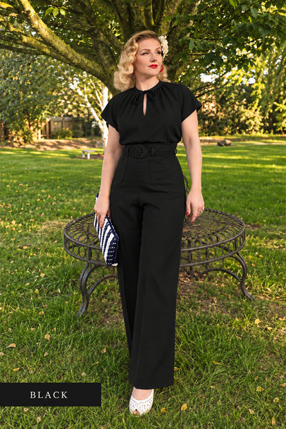 1940s Wide Leg Gabardine Trousers