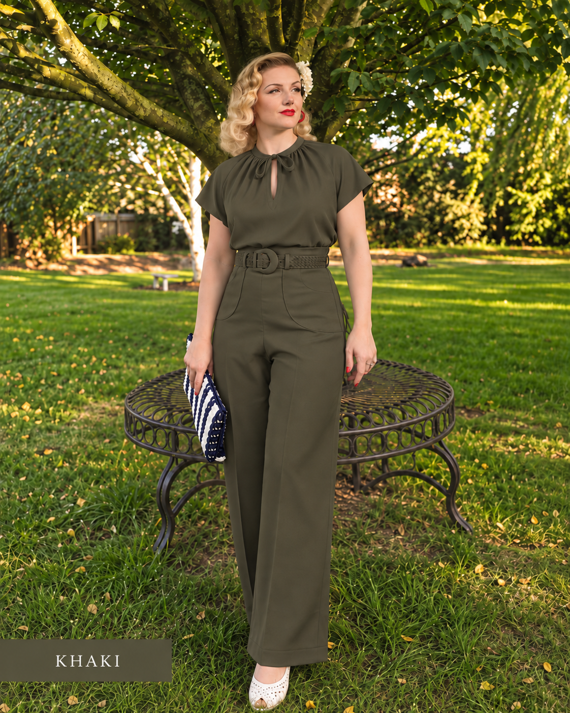 1940s Wide Leg Gabardine Trousers