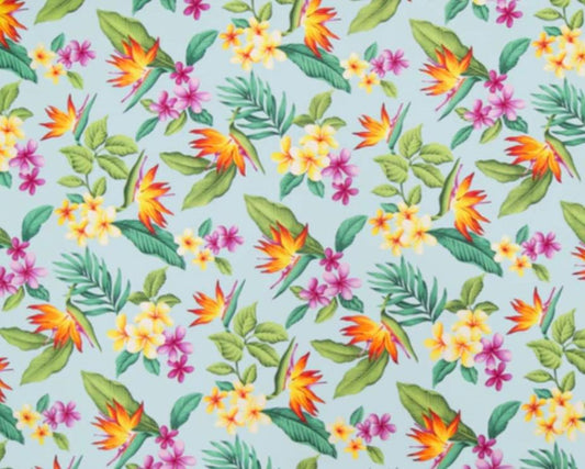 Light Blue Tropical Fabric - Multiple designs