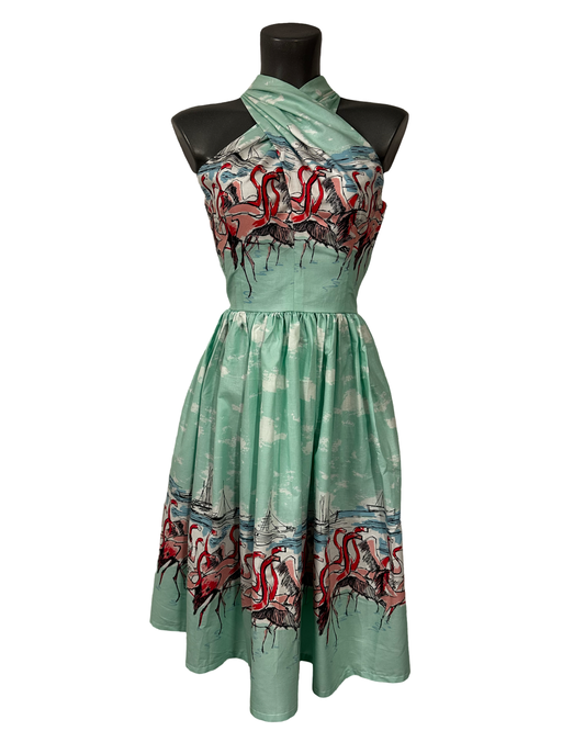 Genevieve in flamingo border print - UK 10