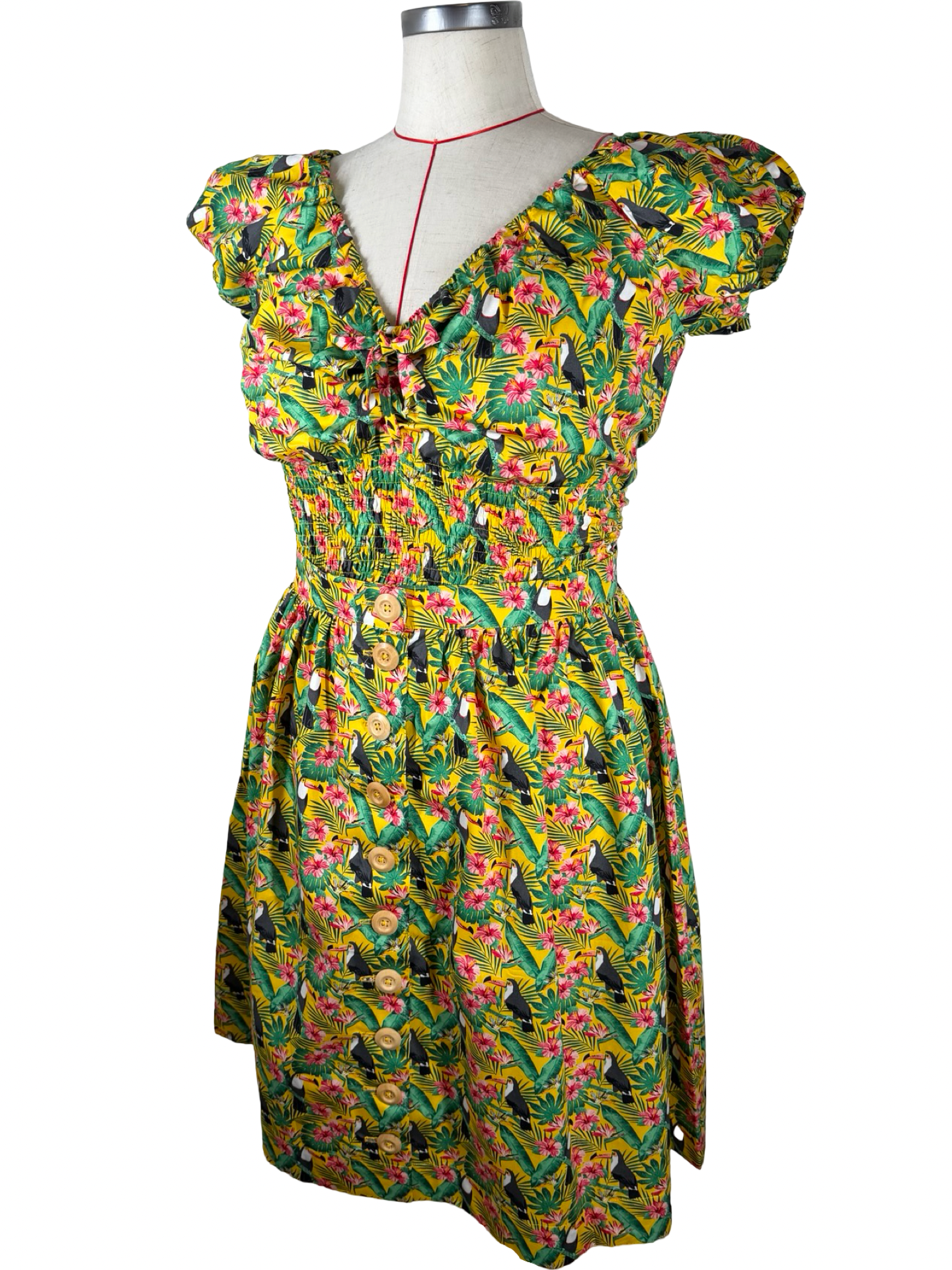 Retro tropical toucan print Carla Top & button skirt combo- UK 16