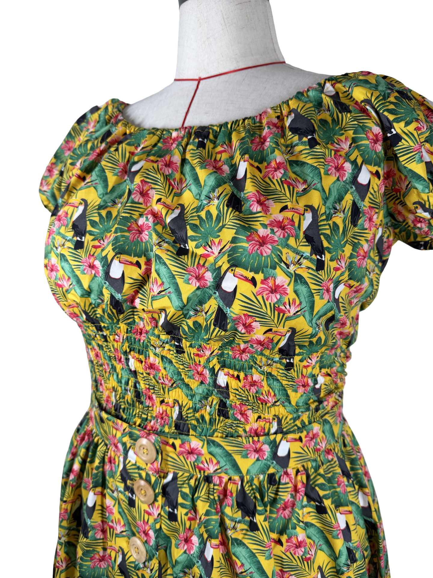 Retro tropical toucan print Carla Top & button skirt combo- UK 16