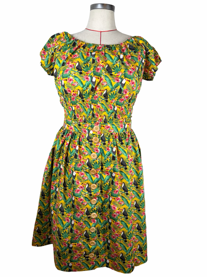 Retro tropical toucan print Carla Top & button skirt combo- UK 16
