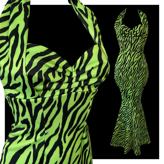 Fishtail Divine Dress in Neon Zebra