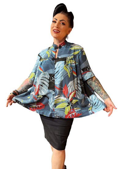 1950s Maternity Blouse – Mandarin Collar & Pockets