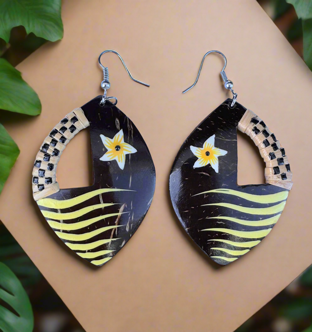 Tiki Wave Bamboo Earrings