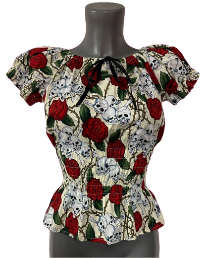 Ruffle Bardot Folk Top - UK 8-10