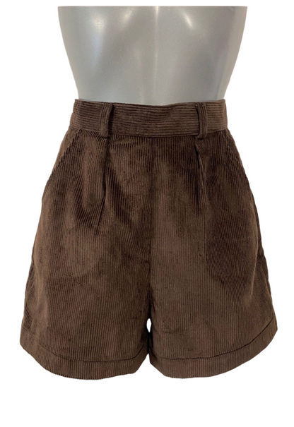 1950s-style Corduroy High Waist Shorts (Black/Blue/Brown/Green)