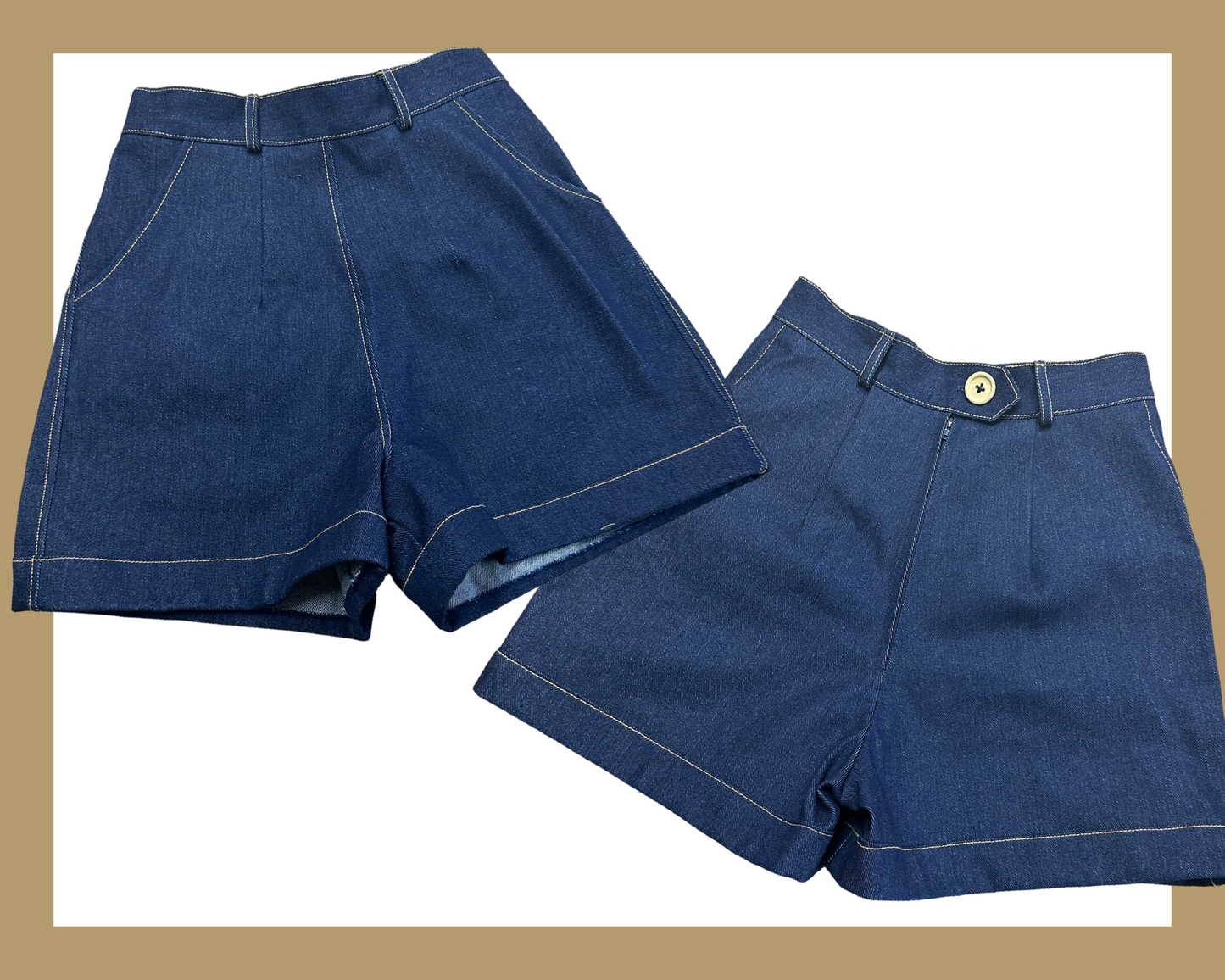 1950s-style Denim High Waist Shorts