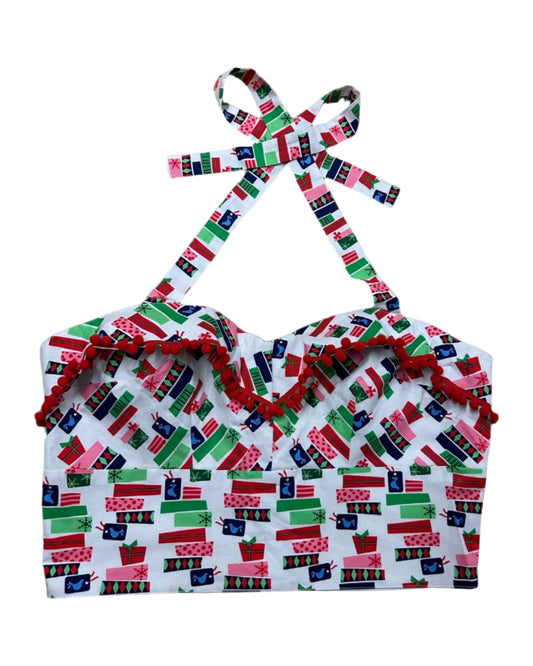 Xmas 50s Style Crop Dolly Top - UK 16